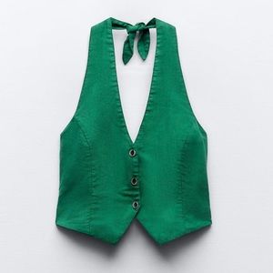 Zara Linen Halter Top NEW WITH TAGS